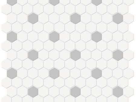 Anatolia - Soho Porcelain - 1 in. Hexagon Glazed Mosaic with Insert - Loft Grey Matte For Cheap