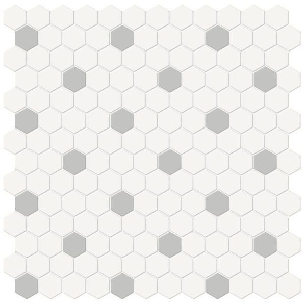 Anatolia - Soho Porcelain - 1 in. Hexagon Glazed Mosaic with Insert - Loft Grey Matte For Cheap