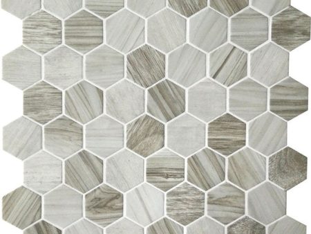 American Olean - Crosswood 1.5 in. Glass Hexagon Mosaic - Seagull Cheap