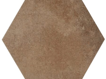 Lungarno Ceramics - Disk 14 in. x 16 in. Porcelain Hexagon Tile - Brown Online Sale