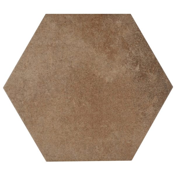 Lungarno Ceramics - Disk 14 in. x 16 in. Porcelain Hexagon Tile - Brown Online Sale