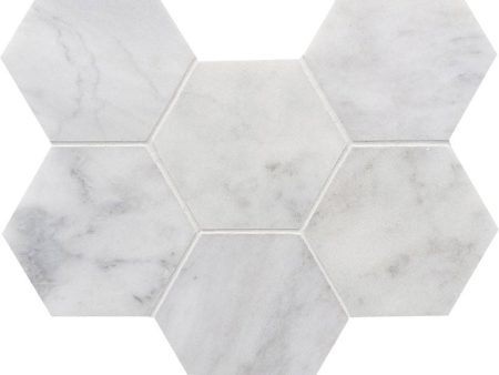 Arizona Tile - Completa Marble - Calacatta Gris Honed 4  Hex Mosaic For Sale