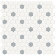 Anatolia - Soho Porcelain - 1 in. Hexagon Glazed Mosaic with Insert - Cloud Blue Matte Online