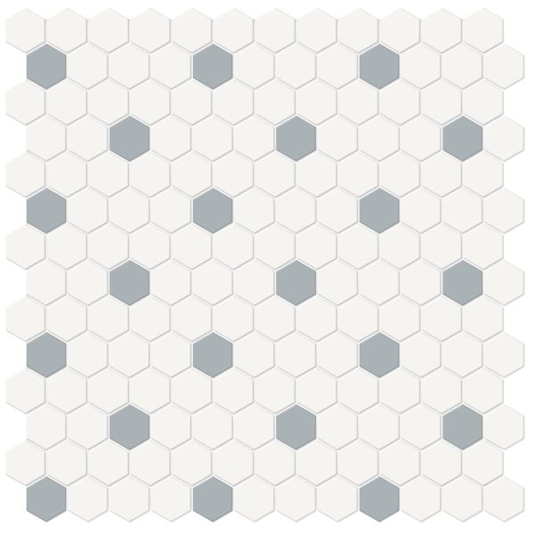 Anatolia - Soho Porcelain - 1 in. Hexagon Glazed Mosaic with Insert - Cloud Blue Matte Online