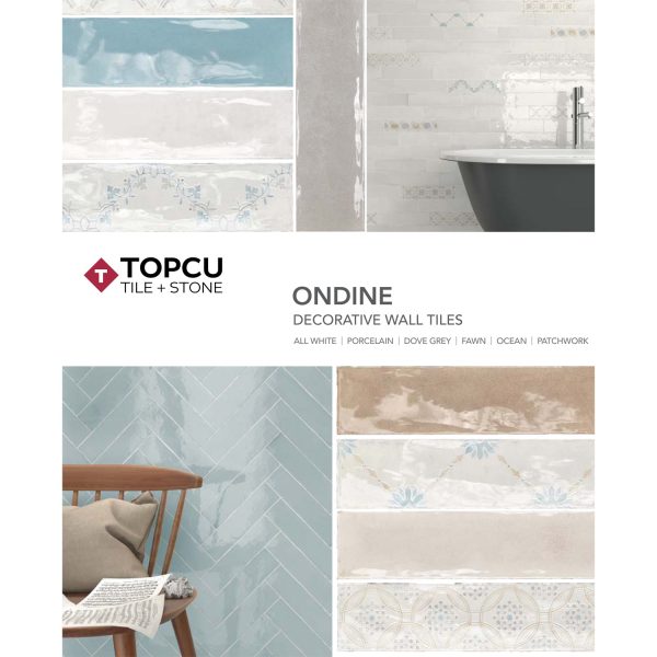 Topcu - Ondine 3 in. x 12 in Wall Tile - Dove Grey For Discount