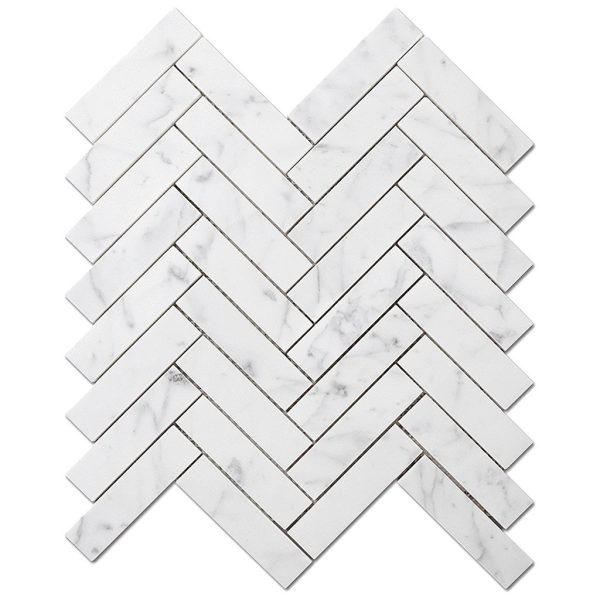 DW Tile & Stone - 1x4 Herringbone Bianco Gioia Marble Mosaic Tile - Polished Online