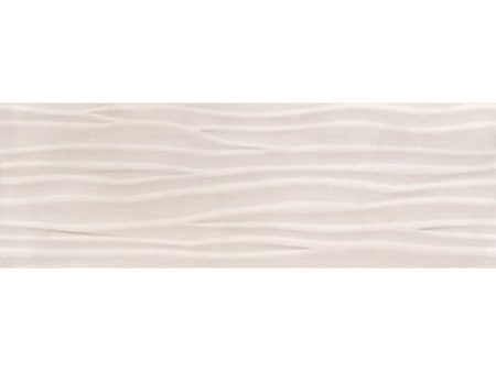 Happy Floors - Titan - 12 in. x 36 in. Rectified Ceramic Wave Wall Tile - Glossy - Ivory Sale