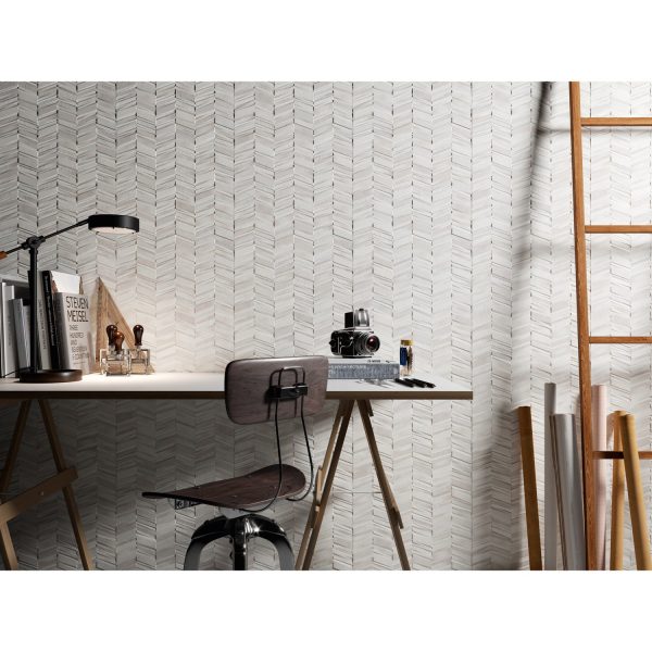 Tesoro - Chevron Porcelain Mosaic - White Online Hot Sale