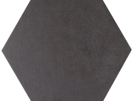 Lungarno Ceramics - Disk 14 in. x 16 in. Porcelain Hexagon Tile - Anthracite For Discount