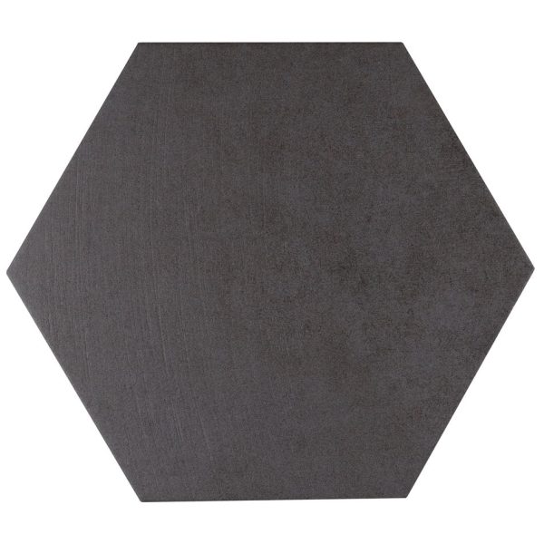 Lungarno Ceramics - Disk 14 in. x 16 in. Porcelain Hexagon Tile - Anthracite For Discount