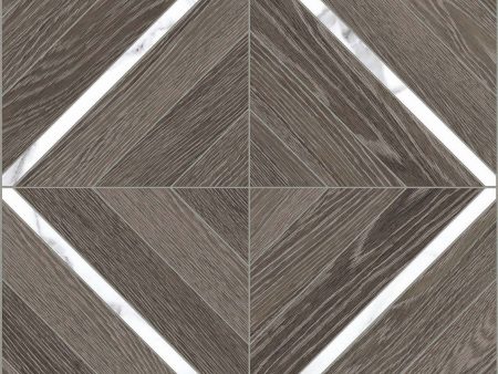 Anatolia Aspen 16 in. x 16 in. HD Porcelain Marquetry Mosaics - Sequoia with Statuario Hot on Sale