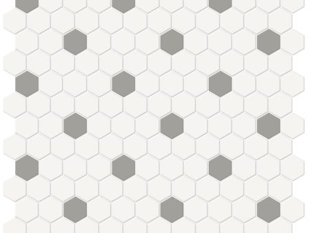 Anatolia - Soho Porcelain - 1 in. Hexagon Glazed Mosaic with Insert - Cement Chic Matte Online now