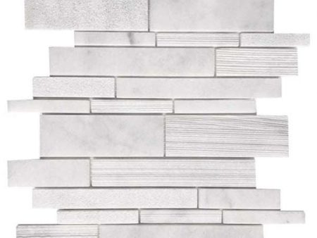 Tesoro Metropolitan Contempo - Carrara Multi Finish Random Linear Mosaic on Sale