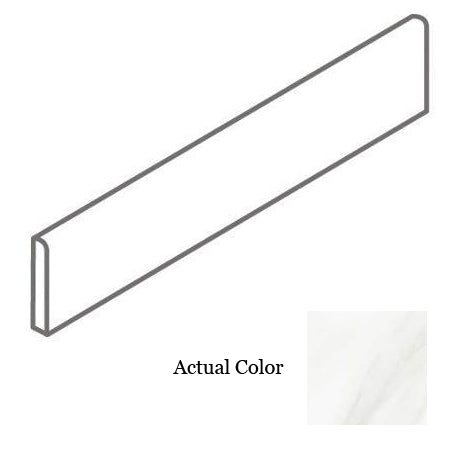 American Olean Mirasol 3 in. x 12 in. Glazed Ceramic Wall Bullnose - Bianco Carrara Glossy For Sale