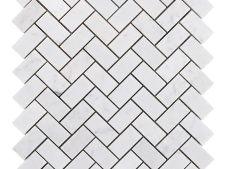 DW Tile & Stone - 1x2 Herringbone Bianco Gioia Marble Mosaic Tile - Polished Online now