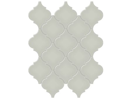 Anatolia - Soho Porcelain - Beveled Arabesque Glazed Mosaic - Soft Sage Glossy For Sale