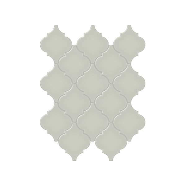 Anatolia - Soho Porcelain - Beveled Arabesque Glazed Mosaic - Soft Sage Glossy For Sale