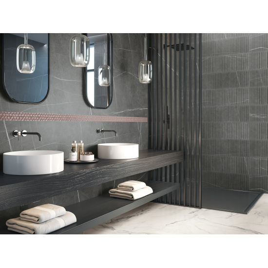 Bedrosians Tile & Stone - Nomade 24  x 48  Deco Tile - Noir Supply