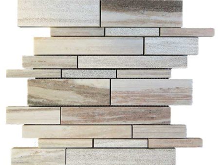 Tesoro Metropolitan Contempo - Wooden Gray Multi Finish Random Linear Mosaic Sale