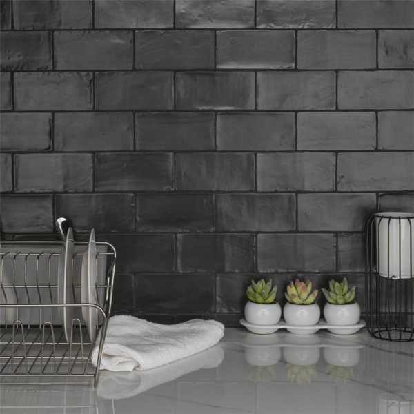 SomerTile - Chester 3  x 6  Subway Tile - Matte Nero For Cheap