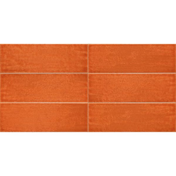 Tesoro - Maiolica 4 in. x 12 in. Ceramic Wall Tile - Arancio Hot on Sale