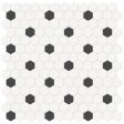 Anatolia - Soho Porcelain - 1 in. Hexagon Glazed Mosaic with Insert - Retro Black Matte Sale