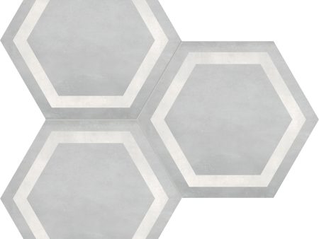 Anatolia - Form HD 7 in. x 8 in. Hexagon Frame Porcelain Tile - Ice Online Sale