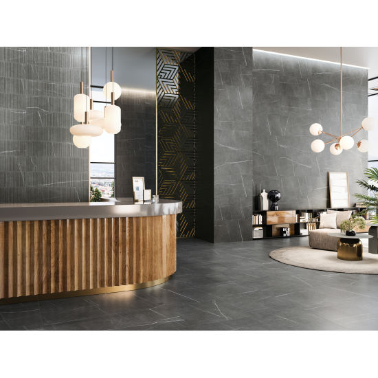 Bedrosians Tile & Stone - Nomade 24  x 48  Deco Tile - Noir Supply